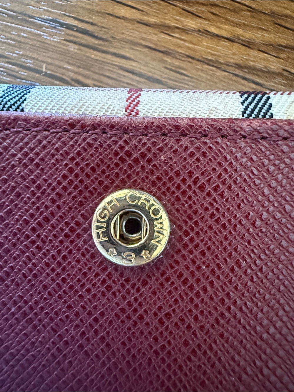 Burberry Beige Check Card Wallet with Burgundy Trim - Picture 9 of 15